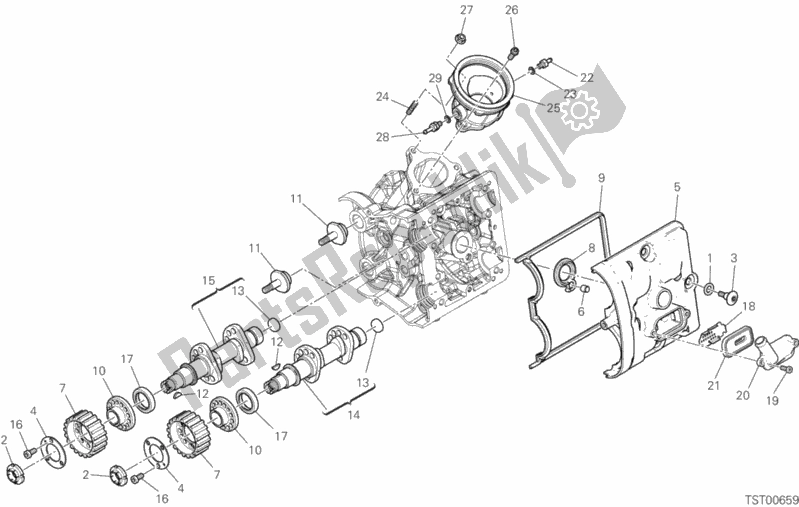 Tutte le parti per il Sistema Di Fasatura Testa Orizzontale del Ducati Multistrada 950 S Touring 2019